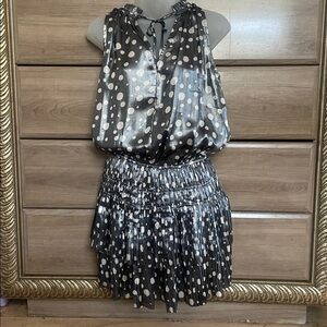 Current Air Silver Polka Dot Mini Dress